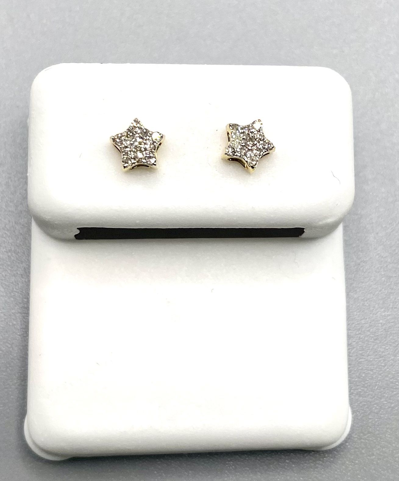 Gold With Diamond  Star Shaped Earrings 0.09CTW