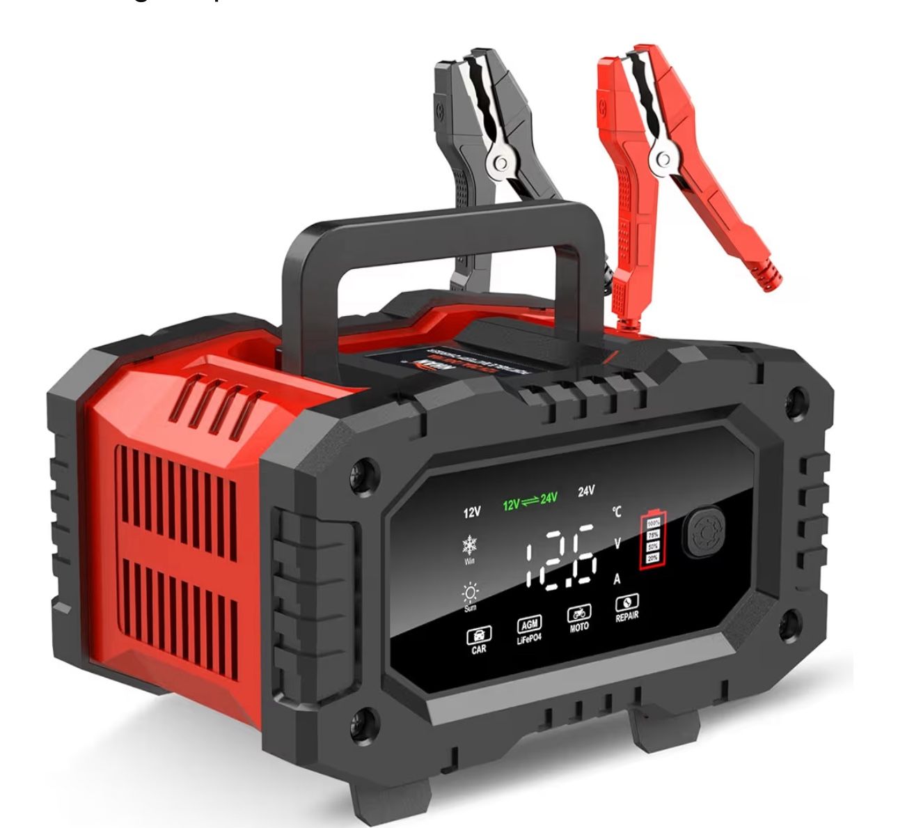 (7777-55) YONHAN Battery Charger 20A 12V/24V LiFePO4 Lead Acid Fully Automatic Battery Maintainer, Car Battery Trickle Charger Automotive w/Repair, Wi