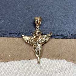 10K Yellow Gold Praying Angel Pendant 