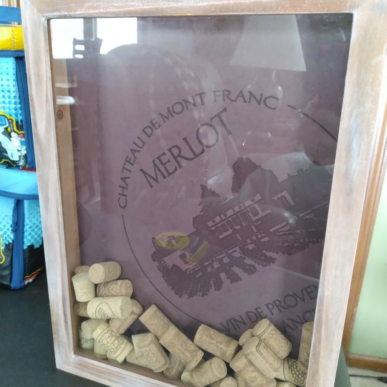 Rustic Wood Wine Cork Catcher. Wall Decor For Merlot Lovers