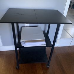 2 Desk Side Table One With Wheels Black With Shelf 