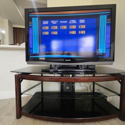 Sharp TV 42" With Beautiful Wood And Glass Stand