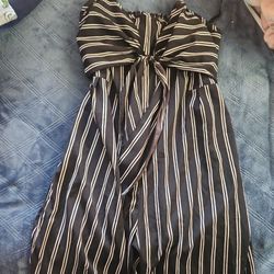 Balck And White Striped One piece 