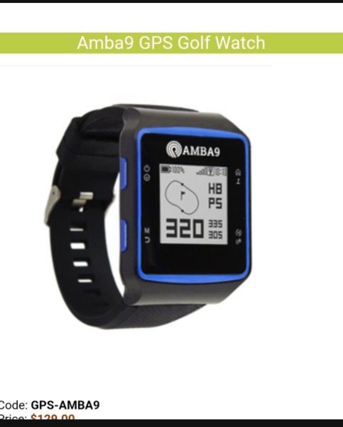 New Amba 9 GPS Golf Range Finder Watch