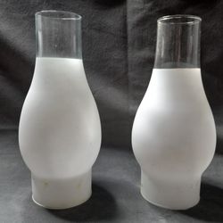 Vintage 3/4 Frosted Chimney Glass -pairof 2