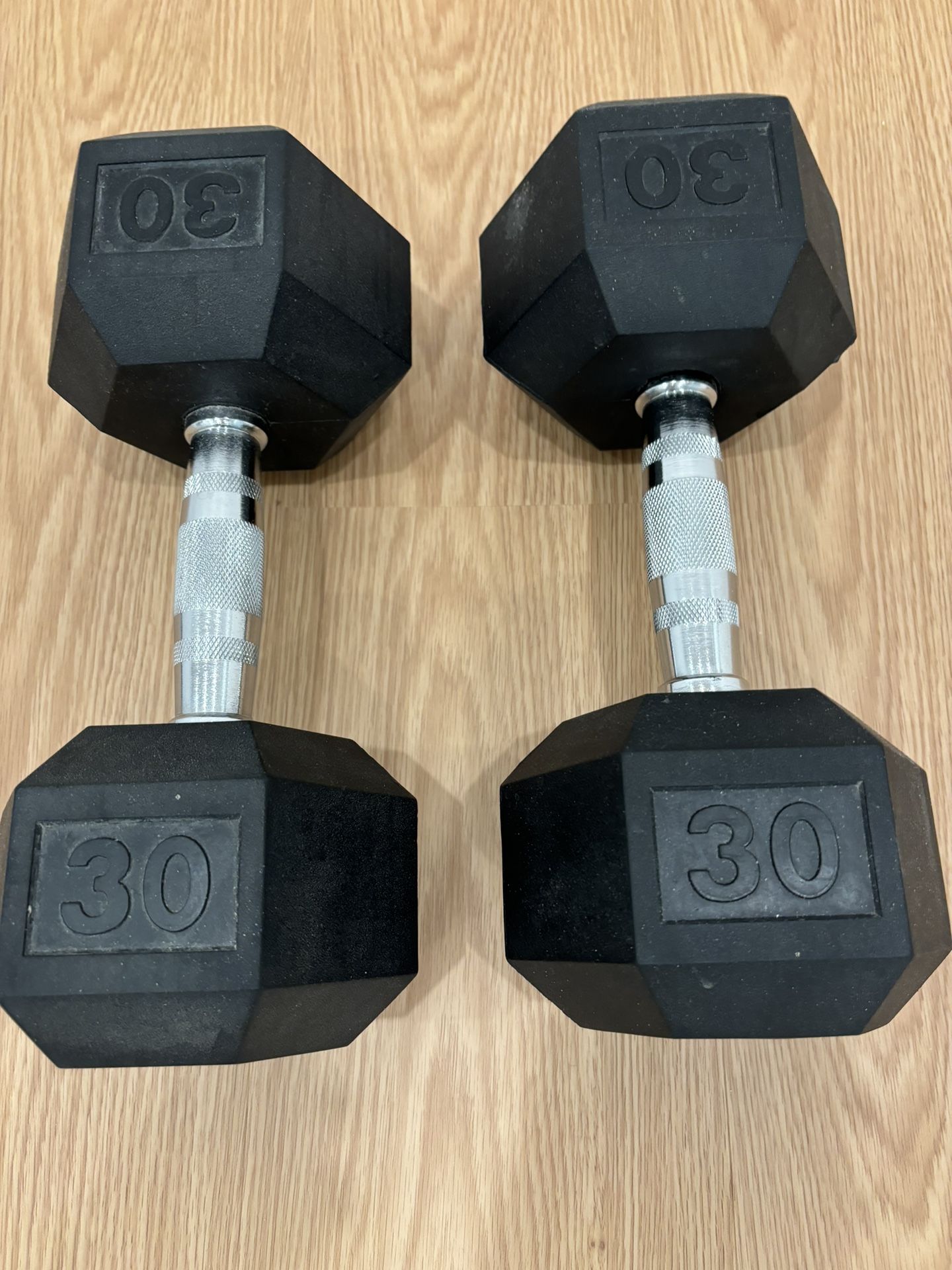 Two hex 30 lb Dumbbells 
