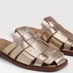 Sam Edelman Dina Fisherman Leather Slip On Mule Sandals 