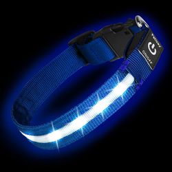 PetIsay Light Up Dog Collar - High Visibility & Durable Nylon Material - USB C Rechargeable & Waterproof LED Dog Collar For Night Walking,Lighted Dog 