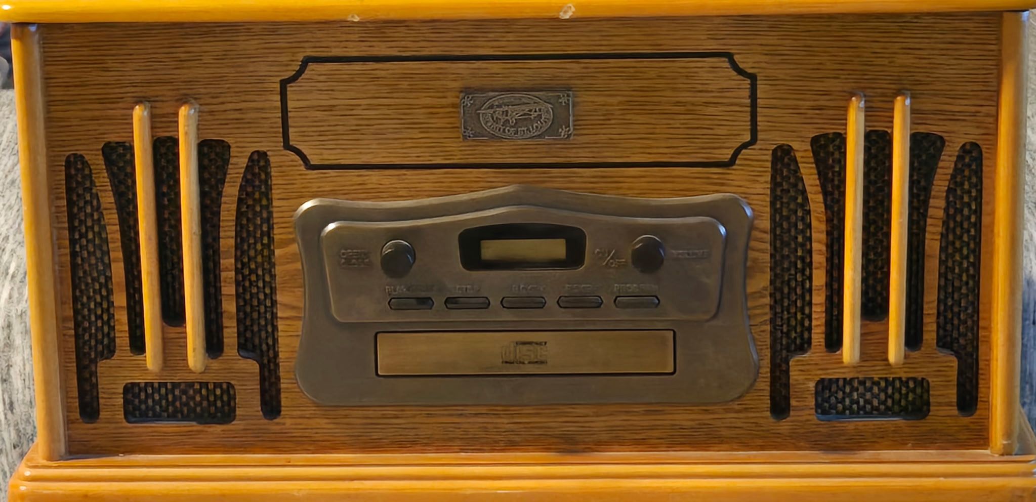 NIB Spirit of St. Louis Deco All in One Record Turntable/CD Player/Cassette Tape