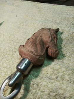 ANTIQUE WOODEN HORSE HEAD BOTTLE OPENER