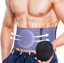 Umbilical Hernia Belt for Men & Women, Abdominal Binder Adjustable Truss Support with 2 Compression Pads L/XL