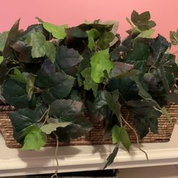 Wicker Basket With Fake Leaves