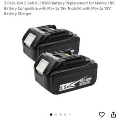 2 Pack 18V 5.5Ah BL1850B Battery Replacement for Makita 18V Battery Compatible with Makita 18v Tools,Fit with Makita 18V Battery Charger