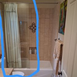 Shower Glass.  W/mounting Brackets 