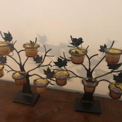 2 Tree Candle Holders 