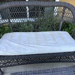 Lovely Black Wicker Loveseat And Two Chairs