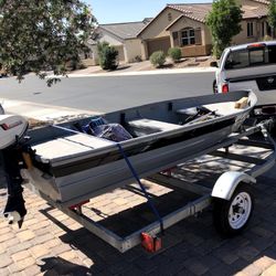 12 Ft Aluminum Boat, Trailer And 4hp Motor