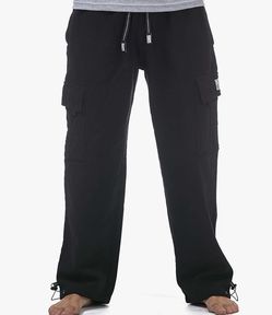 Black Cargo Sweatpants with Drawstring Hem