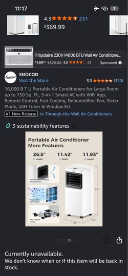 16,000 B T U Portable Air Conditioner