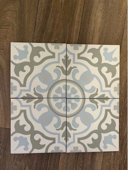 Porcelain tile, blue/gray/white, 25.75 s.f.