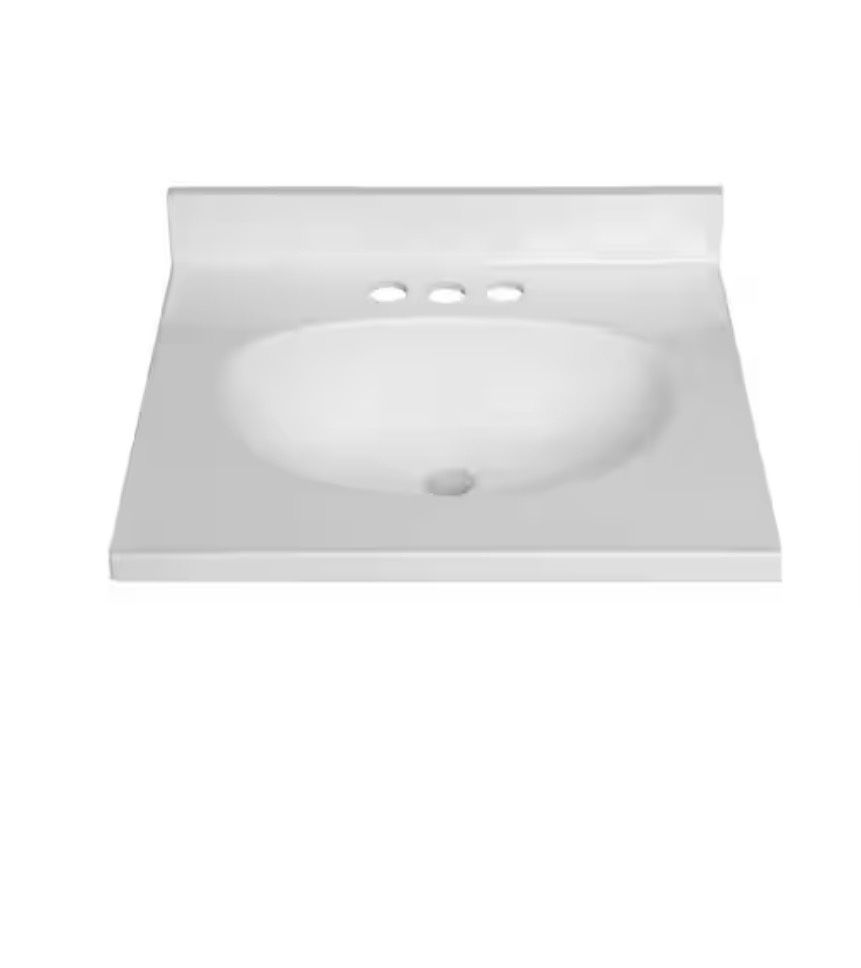 19 in. W x 17 in. D Cultured Marble Vanity Top in White with White Rectangular Single Sink