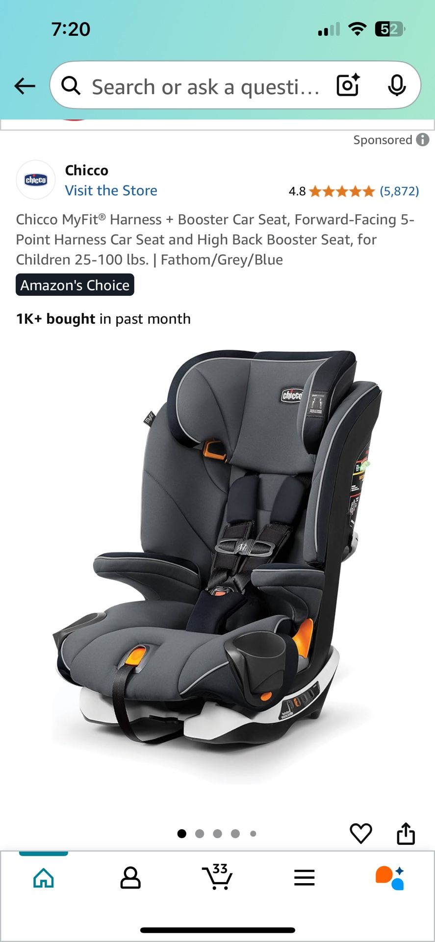 Chicco Myfit Harness+Booster Car Seat