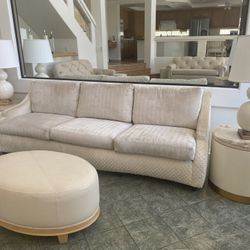 1 Sofa, 2 Side Tables, 2 Lamps 1 Ottoman