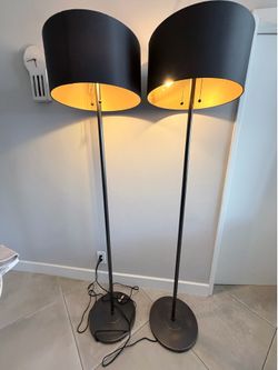 Pair of mid century floor lamps in dark brown matte finish