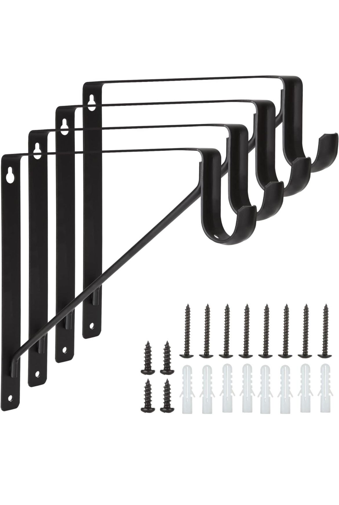 4 Pack Heavy Duty Closet Rod Brackets Holder 11 x 11 x 1 Inch