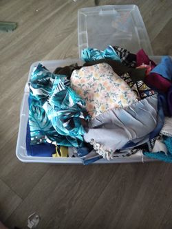 Small Tote Of Fabric Scraps 