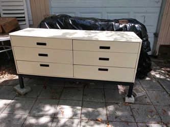 6-Drawer White Dresser with Black Legs