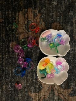 Kids rainbow case filled with rings & gems
