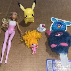 Mixed Lot #10 - Barbie, Pikachu, Trolls - DJ Suki, Hello Kitty, Ferby Plush Keychain 