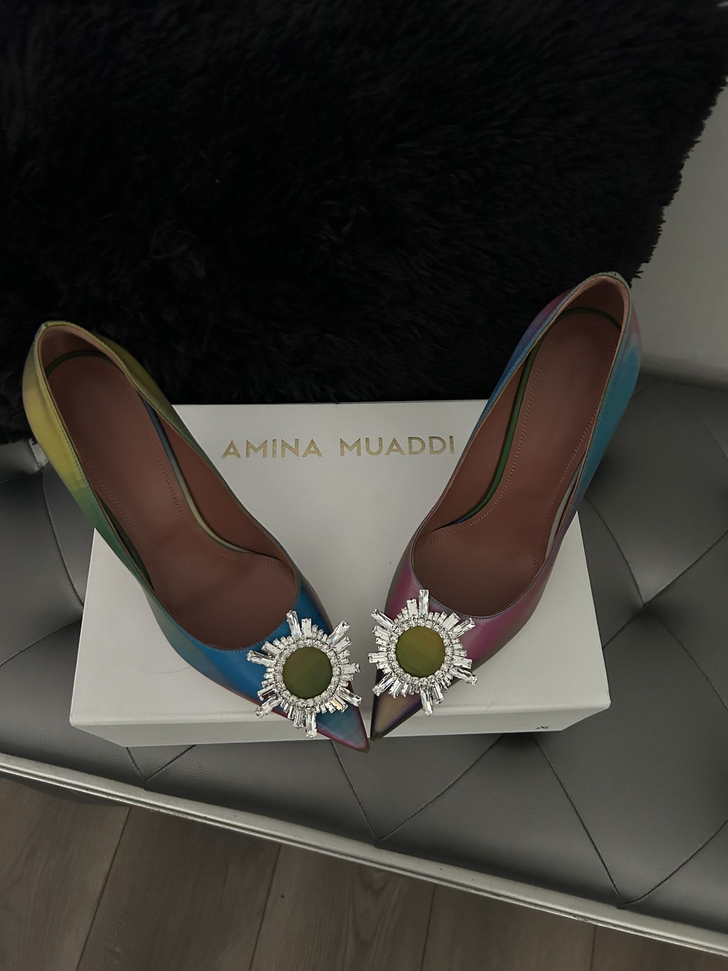 Amina Muaddi Multi Reflecting Shoes Size 39/9