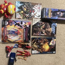 Marvel Lot – Spider-Man Figure (New), Comics, Captain America Figure + Extras