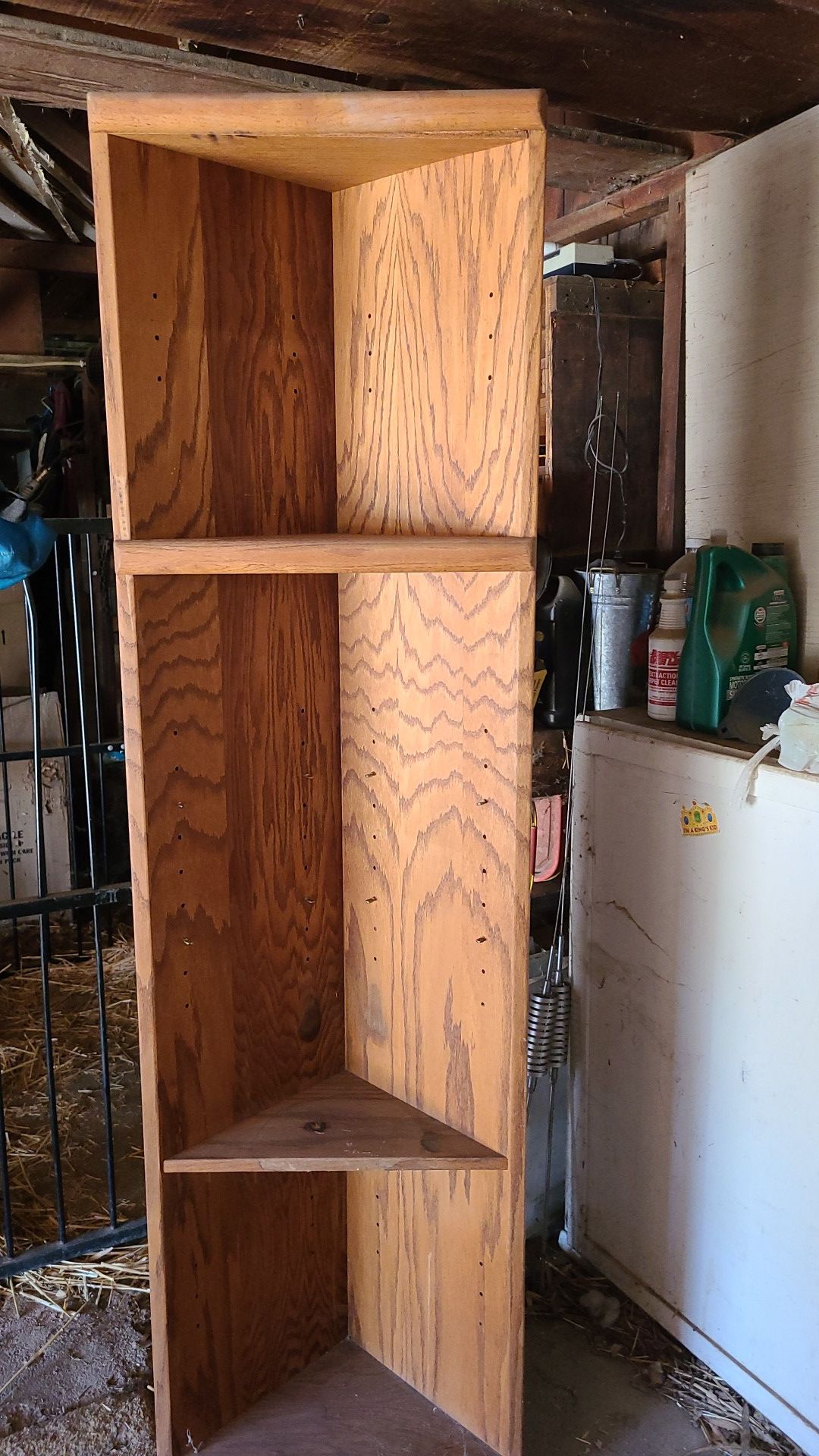 Corner oak shelf