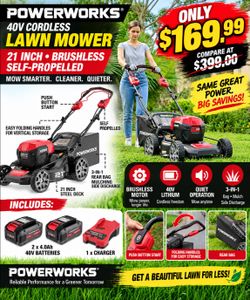 Electric Lawnmower with 2 batteries