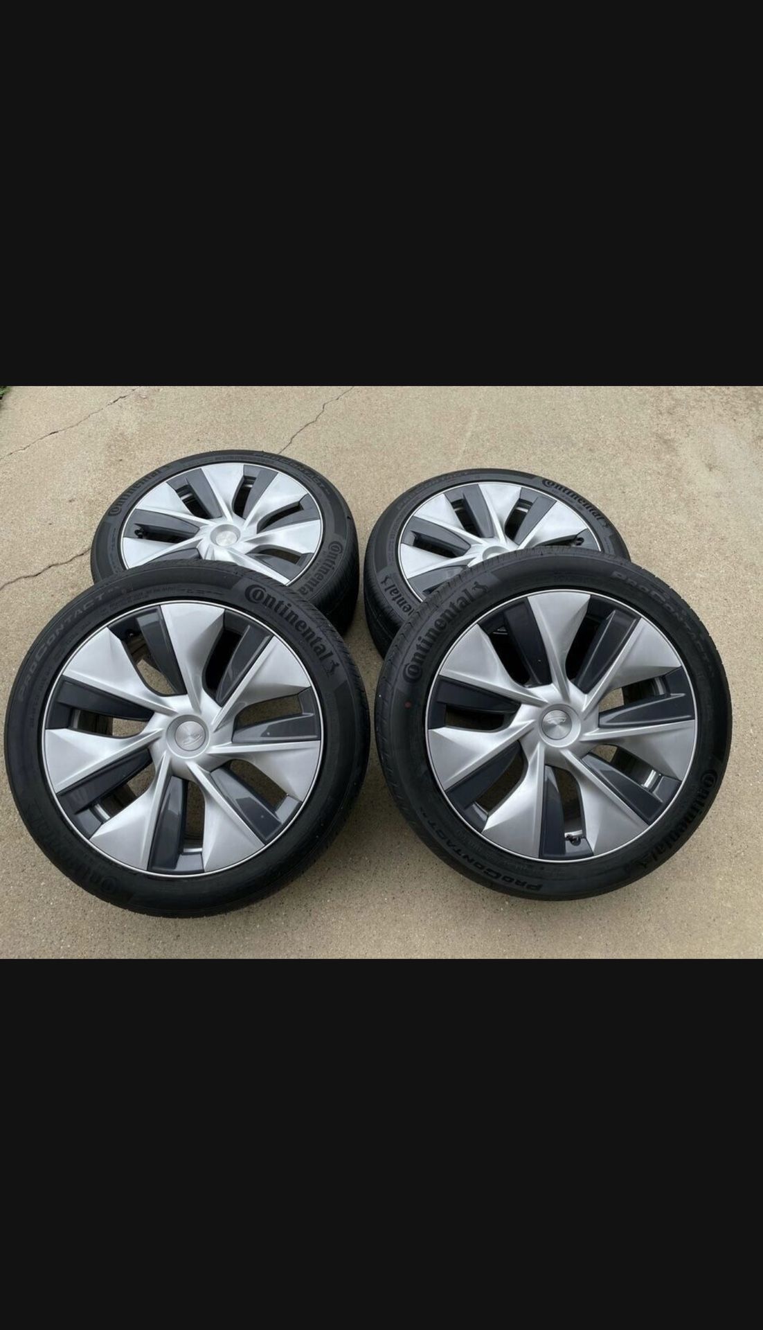 Tesla Model Y 19 Inch Gemini Wheels Rims Continental Pro Contact Tires 255 45 r19