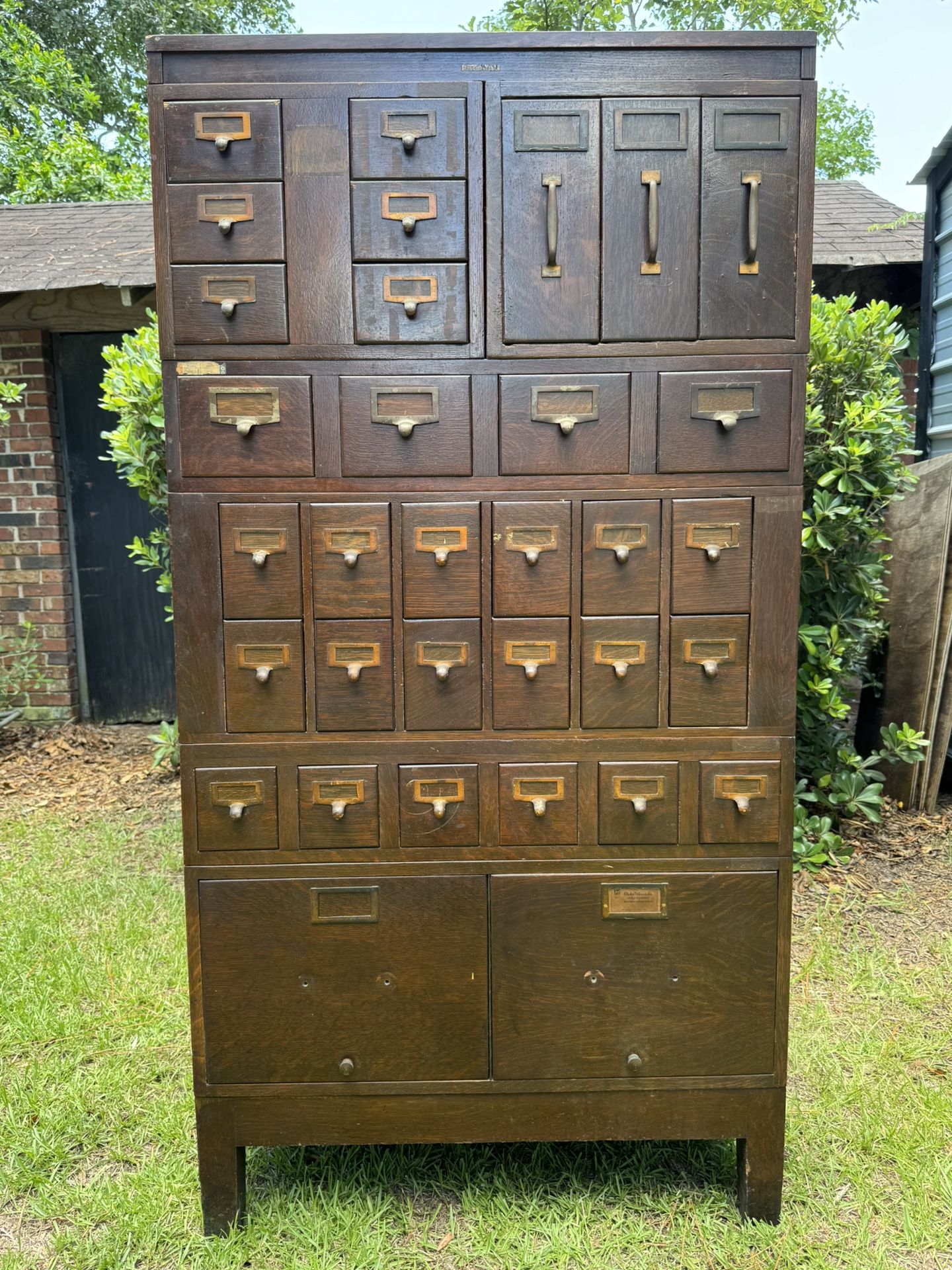 Antique Oak Globe File Cabinet