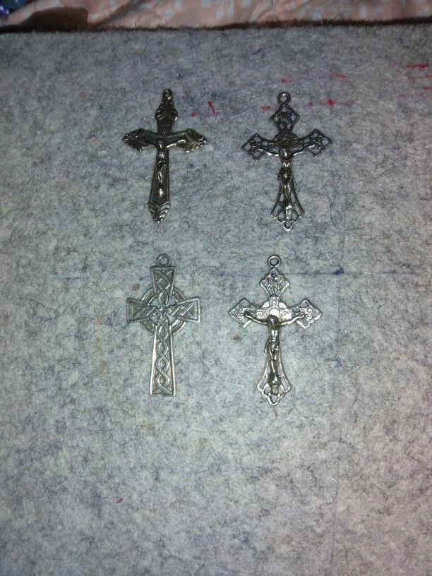 4 sterling silver crucifix for rosarys