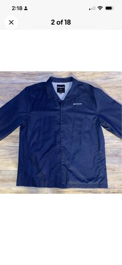 Men's OAKLEY Blue Lined Snap Button "Custom Fit"  Jacket Size XL