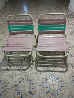 Vintage Patio Strap Chairs – Set of 2