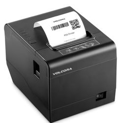 Volcora Thermal Receipt Printer, 80mm POS Printer w/Auto Cutter, USB/Ethernet Interface for Windows/MAC/Linux, ESC/POS Command Support Cash Drawer, Hi