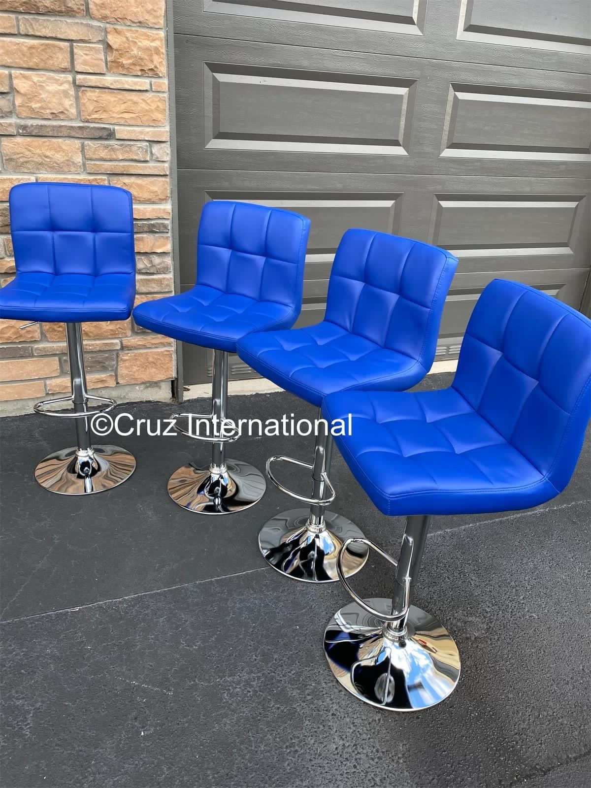 New 4 Blue Bar Stools