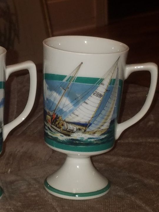 Three really sweet sailboat mugs. From late 60's and 70's. zFun for some boating days.