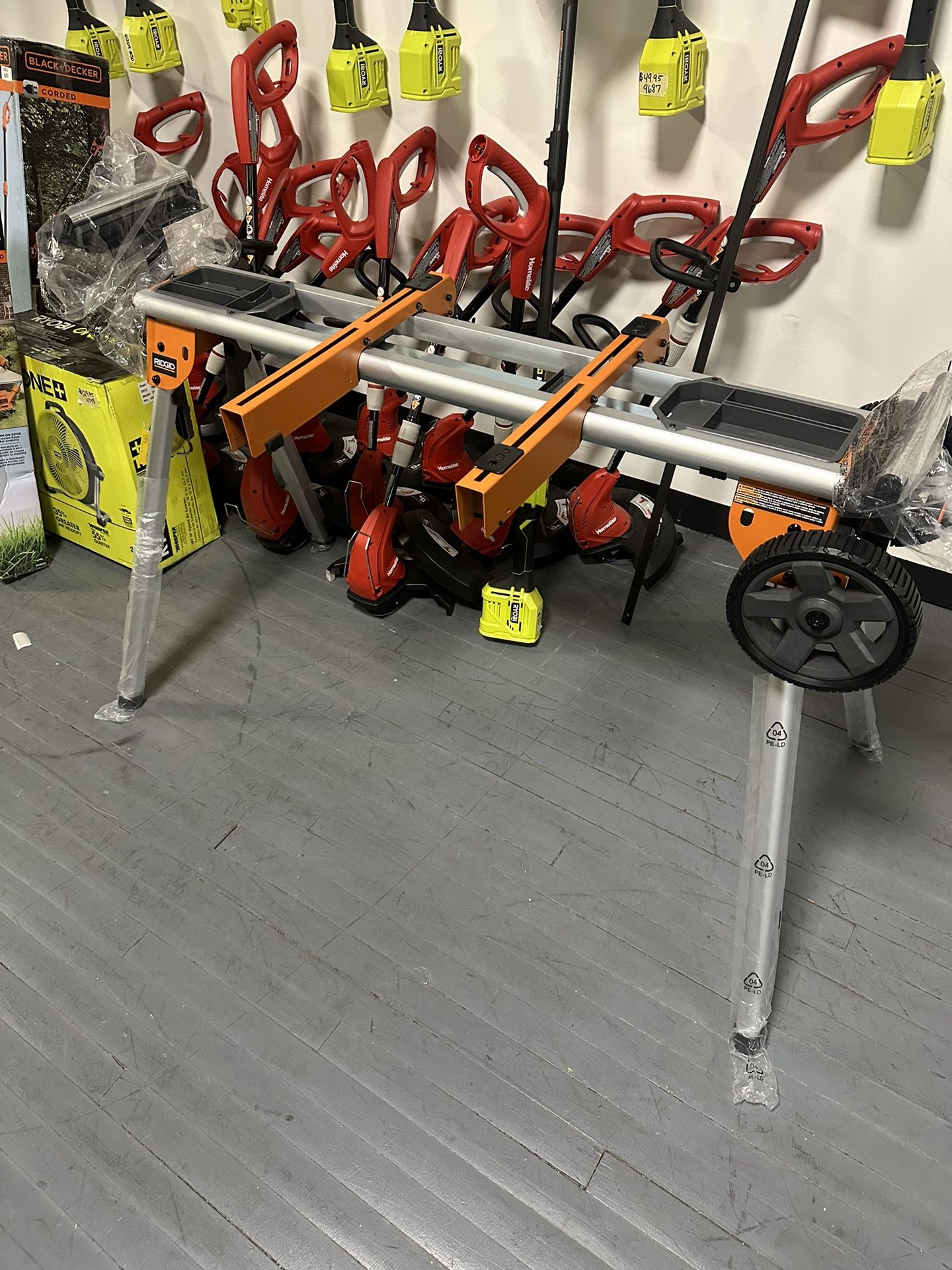 RIDGID Miter Saw Stand Compact Adjustable Arm Foldable Universal with Wheels