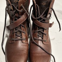 UGG Kesey Waterproof Boots Sheepskin Lined Lace Up Side Zip Women’s Size 12