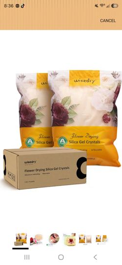wisedry 20 LBS Silica Gel Flower Drying Crystals, 4 Packs of 5 LBS, Fine Crystals < 1mm, Color Indicating, Reusable