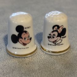 Disney Mickey And Minnie Mouse Porcelain Thimbles Made In England