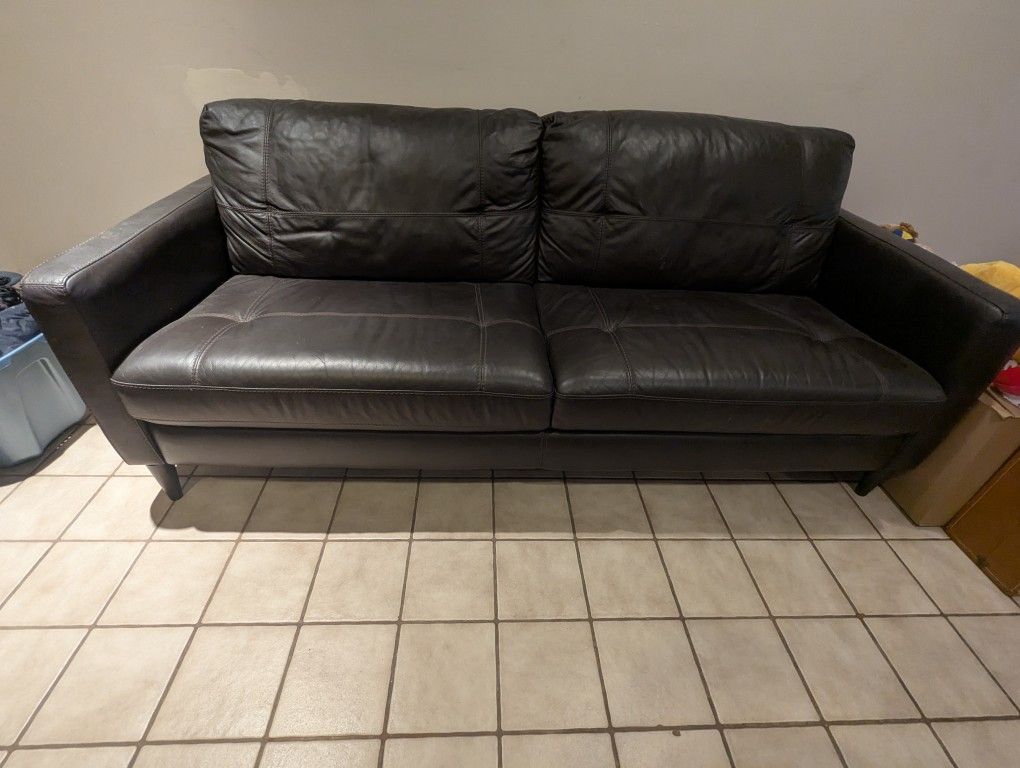 Black leather couch